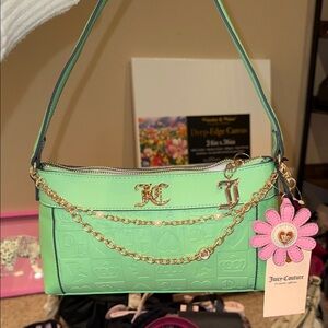 Juicy Couture Light Green Shoulder Bag with Gold Accents